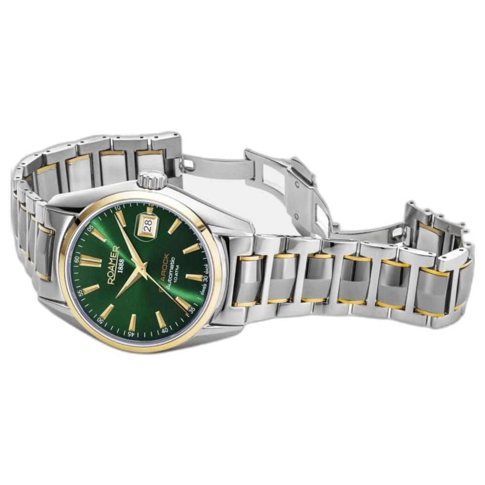 ROAMER Searock II Date Green Dial Automatic 42mm Two Tone Gold Stainless Steel Bracelet 210665-47-75-20