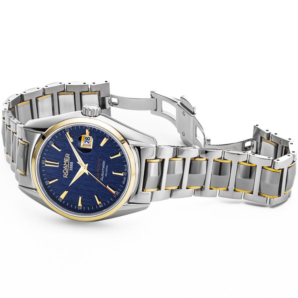 ROAMER Searock II Date Blue Dial Automatic 42mm Two Tone Gold Stainless Steel Bracelet 210665-47-45-20