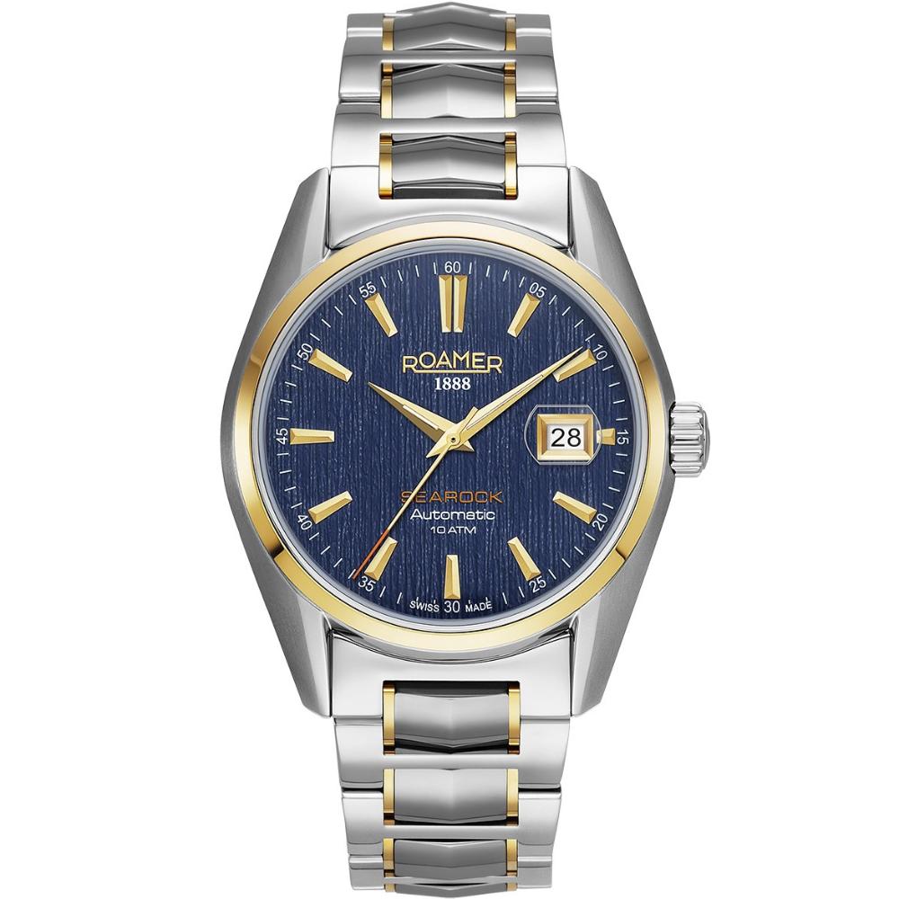 ROAMER Searock II Date Blue Dial Automatic 42mm Two Tone Gold Stainless Steel Bracelet 210665-47-45-20