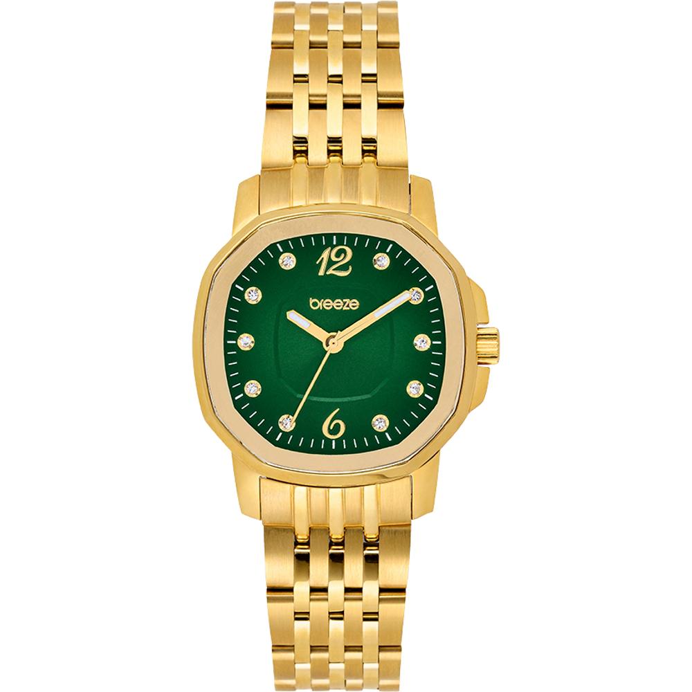 BREEZE Majestic Swarovski Green Dial 30mm Gold Stainless Steel Bracelet 212511.7