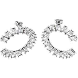 BREEZE Earrings White Hoops with Crystals 925° Silver 213011.4 - 49326