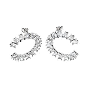 BREEZE Earrings White Hoops with Crystals 925° Silver 213011.4 - 49326