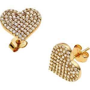 BREEZE Earrings Gold Hearts with Crystals 925° Silver 213014.1 - 49328