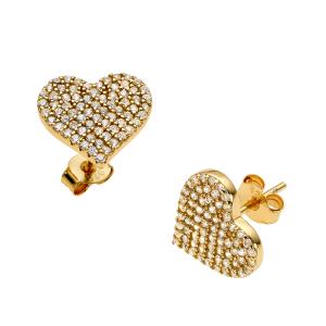 BREEZE Earrings Gold Hearts with Crystals 925° Silver 213014.1 - 49328