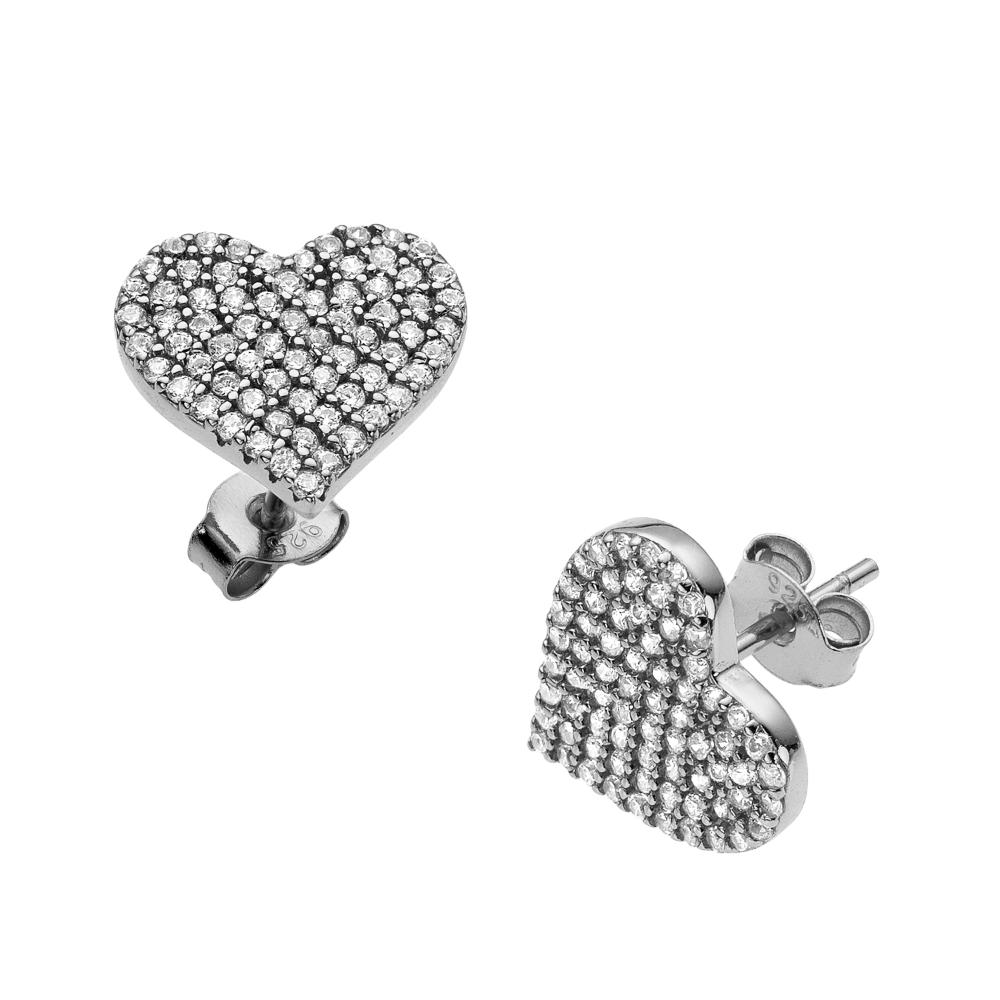 BREEZE Earrings Silver Hearts with Crystals 925° Silver 213014.4