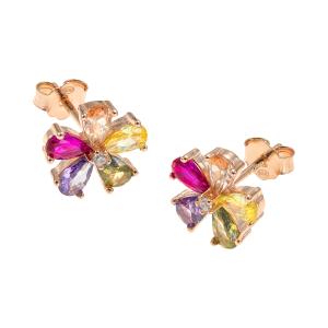 BREEZE Rose Gold Earrings with Crystals 925° Silver 213035.3 - 49344