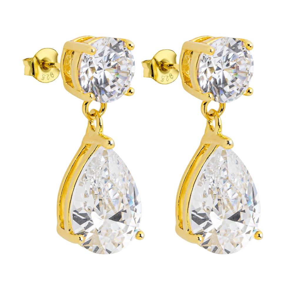 EARRINGS Dangle BREEZE Gold-Plated Silver with Zircon Stones 925° 213052.1