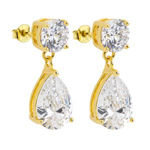 EARRINGS Dangle BREEZE Gold-Plated Silver with Zircon Stones 925° 213052.1 - 52010