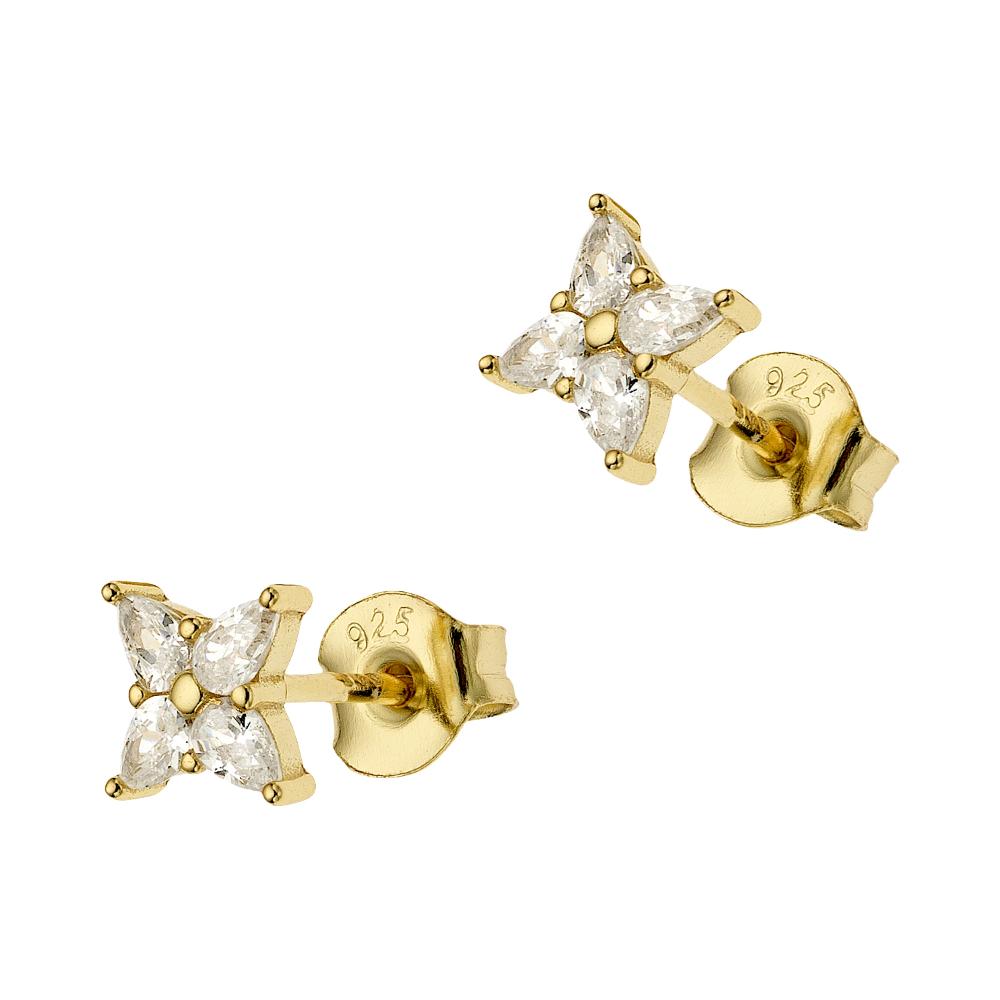 BREEZE Gold Earrings with Crystals 925° Silver 215002.1