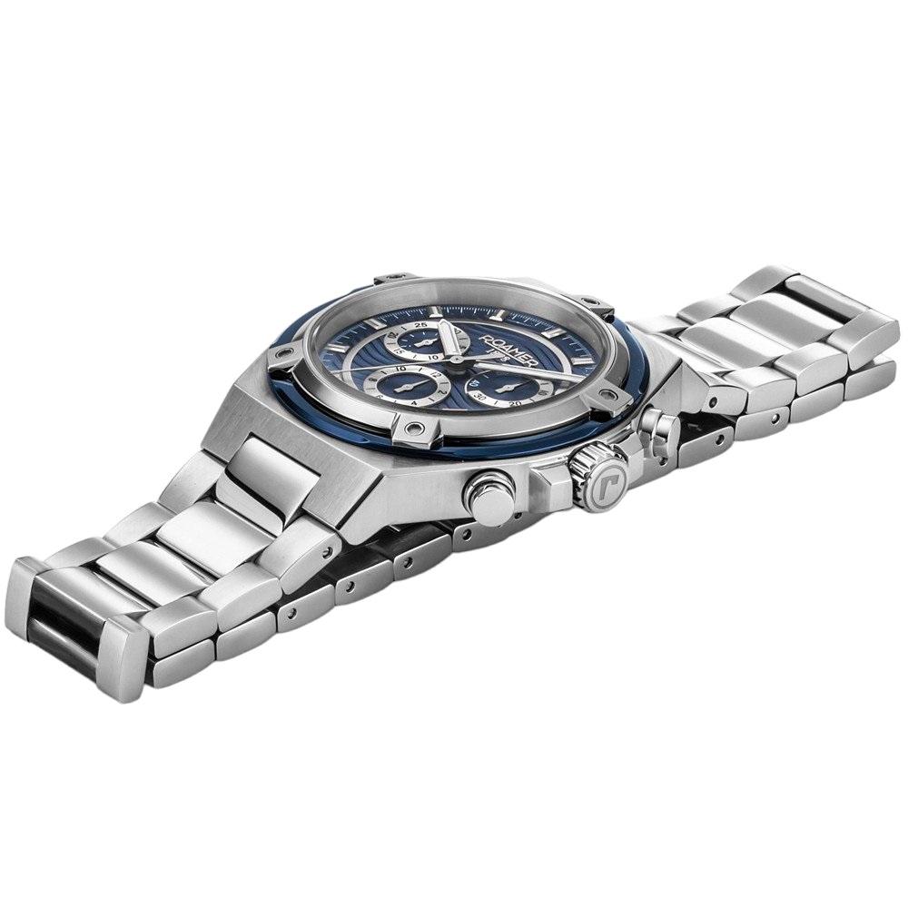 ROAMER Tempomaster Chronograph Blue Dial 42mm Silver Stainless Steel Bracelet 221837-41-45-20
