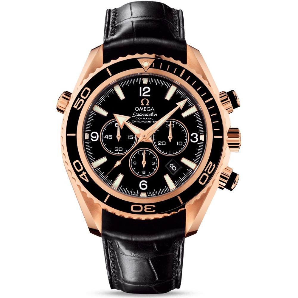 OMEGA Seamaster Planet Ocean Co-Axial Chronograph 45.5mm Rose Gold K18 Black Leather Strap 22263465001001