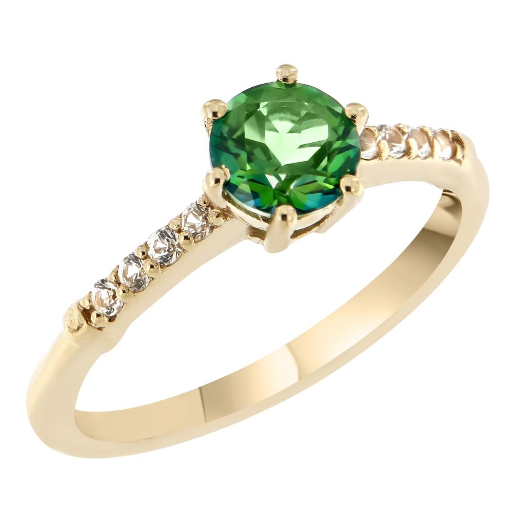 RING MetronGold K18 Yellow Gold with Green Sapphire and Diamonds 23118Y-2