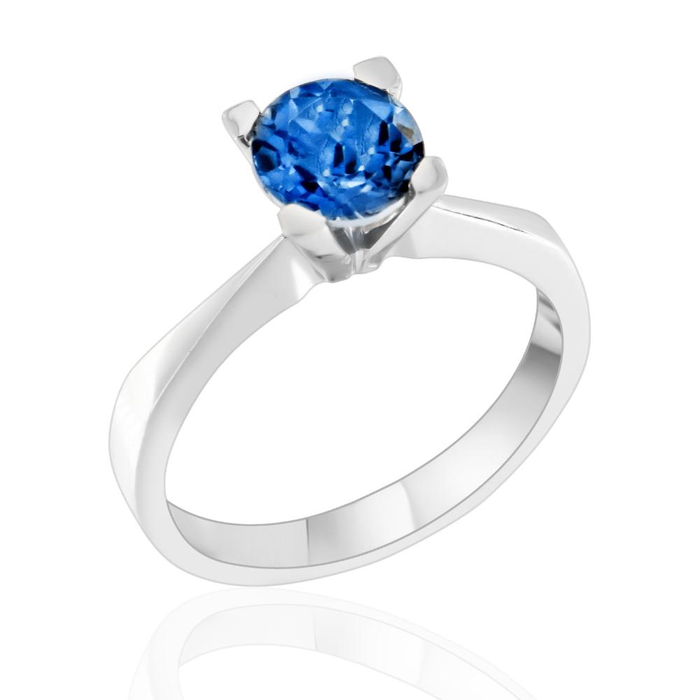 RING Single Stone K18 White Gold with Blue Topaz 23125W-7R