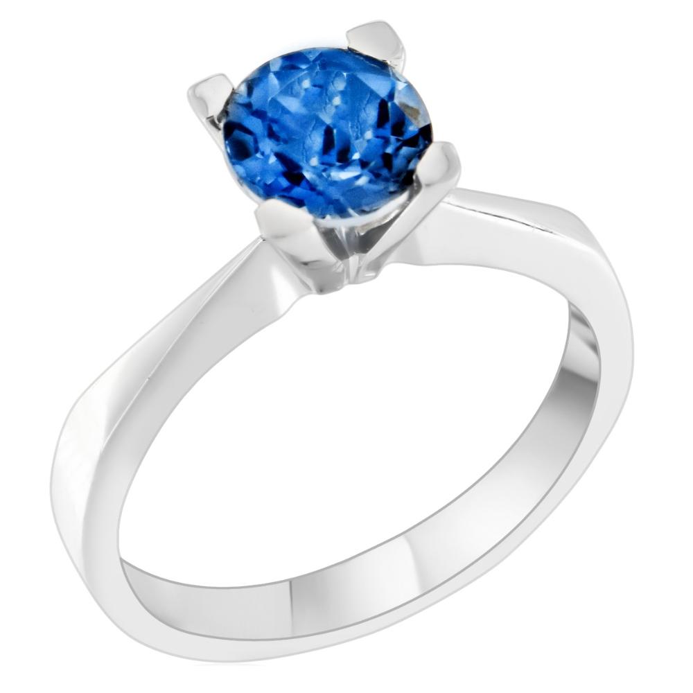 RING Single Stone K18 White Gold with Blue Topaz 23125W-7R