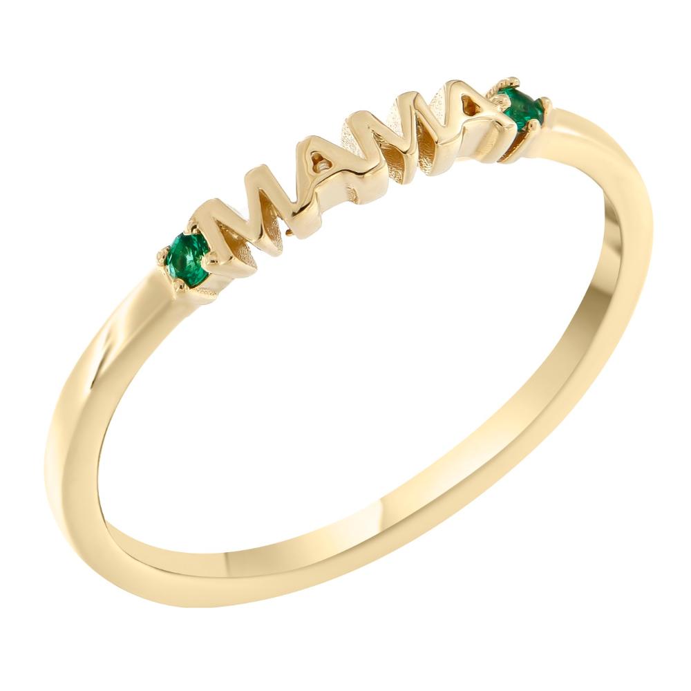 RING "MAMA" SENZIO Collection K18 Yellow Gold with Emeralds 23127Y