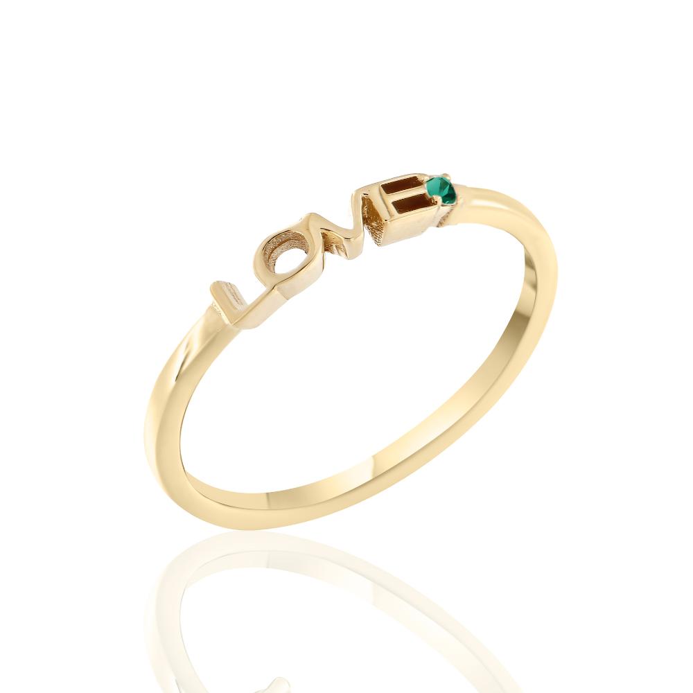 RING "LOVE" SENZIO Collection K18 Yellow Gold with Emerald 23138Y-1