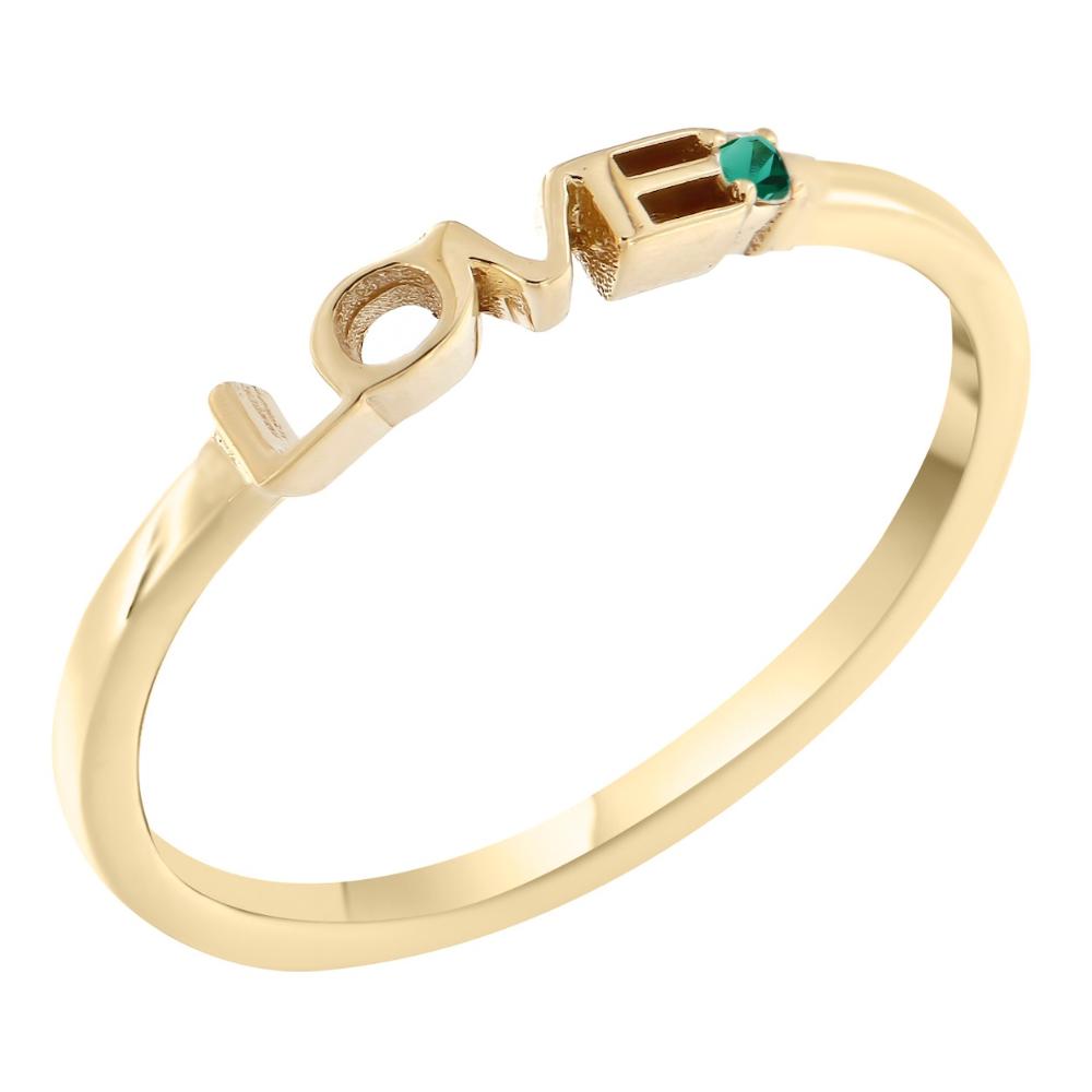 RING "LOVE" SENZIO Collection K18 Yellow Gold with Emerald 23138Y-1