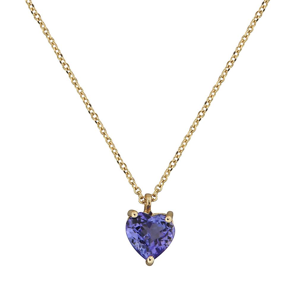 NECKLACE Single Stone Heart MetronGold Yellow Gold 18K with Tanzanitis 23191YN-3