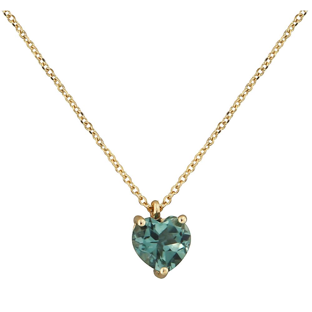 NECKLACE Single Stone Heart MetronGold K18 Yellow Gold with Green Sapphire 23191YN-4