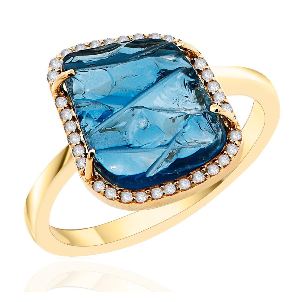 RING MetronGold K14 Yellow Gold with London Blue Topaz and Zircon Stones 23300R