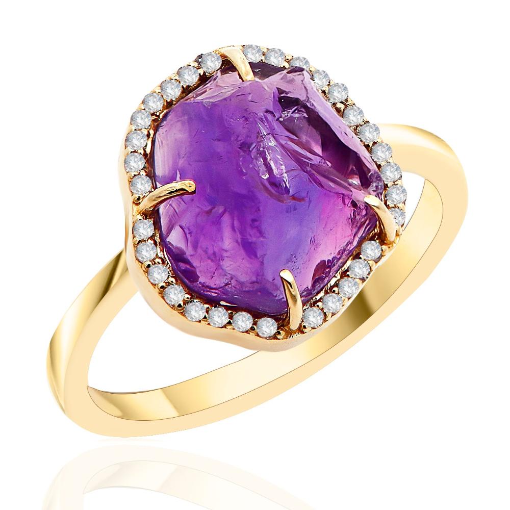 RING MetronGold K14 Yellow Gold with Amethyst and Zircon Stones 23301R