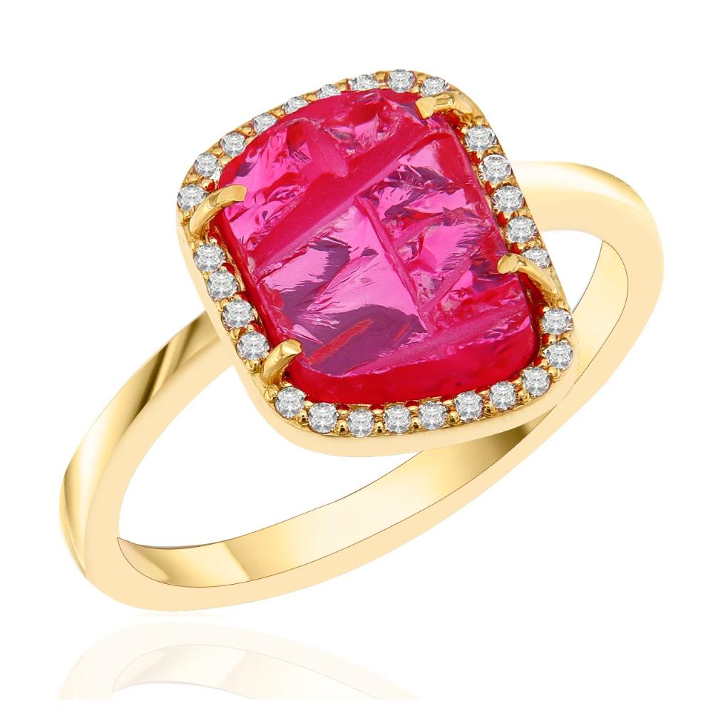 RING MetronGold K14 Yellow Gold with Pink Sapphire and Zircon Stones 23303R