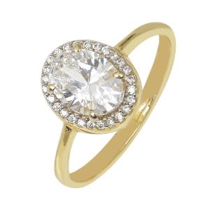 RING Rosette with Zircon in 9K Yellow Gold R-FDR001-1 - 22419