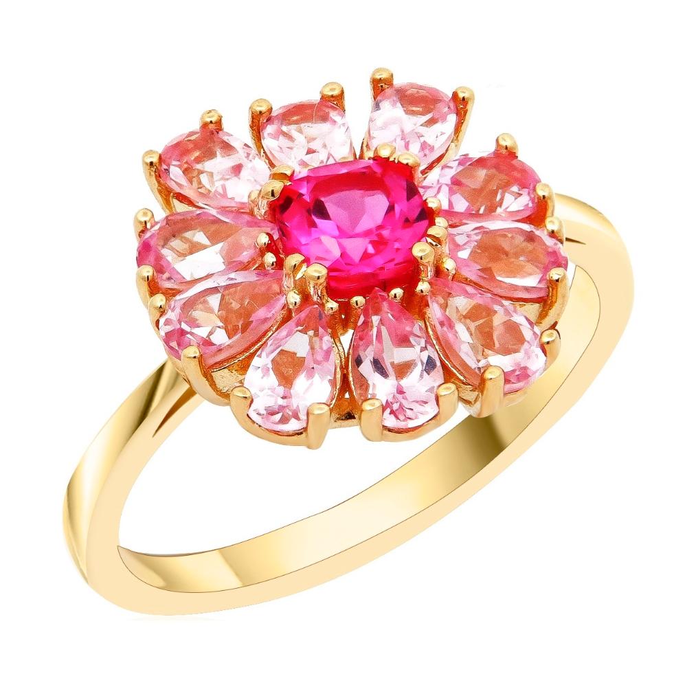 RING Rosette Metron Gold Yellow Gold K18 with Pink Sapphires 24072R