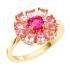 RING Rosette Metron Gold Yellow Gold K18 with Pink Sapphires 24072R - 0