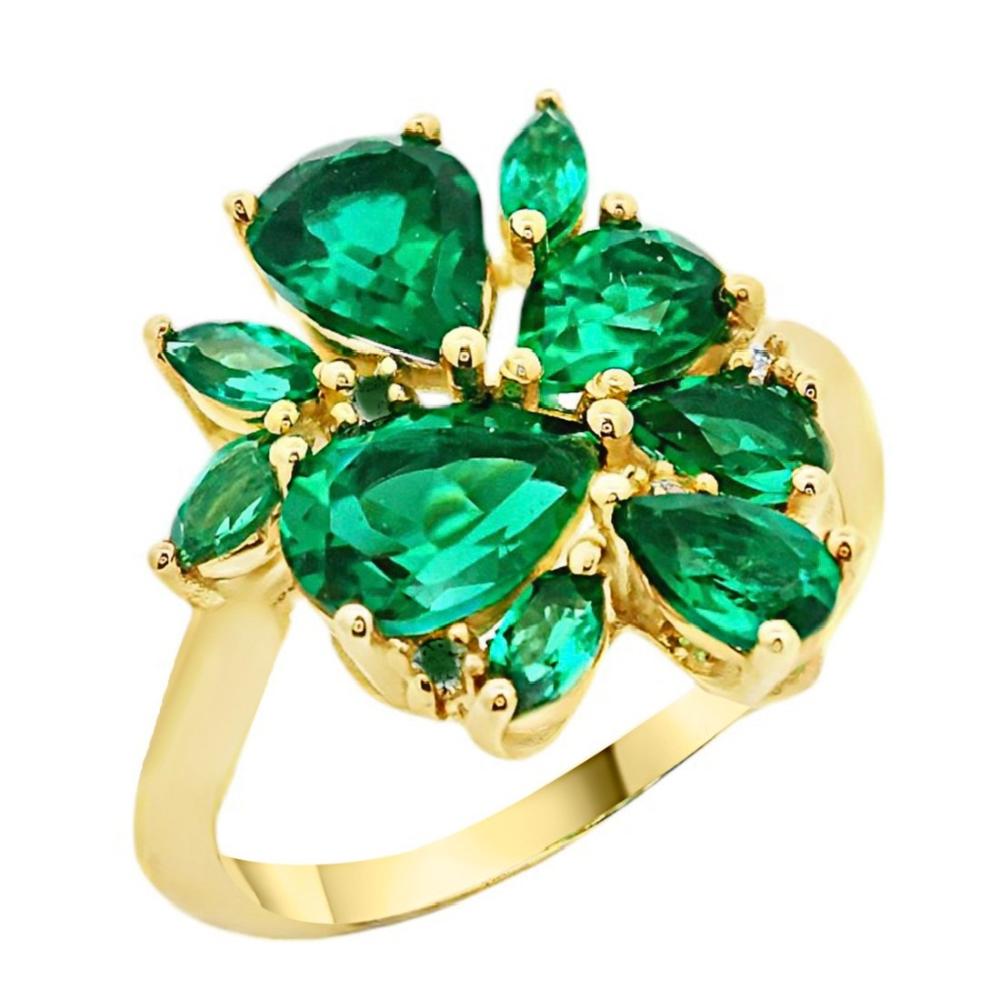 RING for Women in Yellow Gold K18 with Emeralds 24074R-3