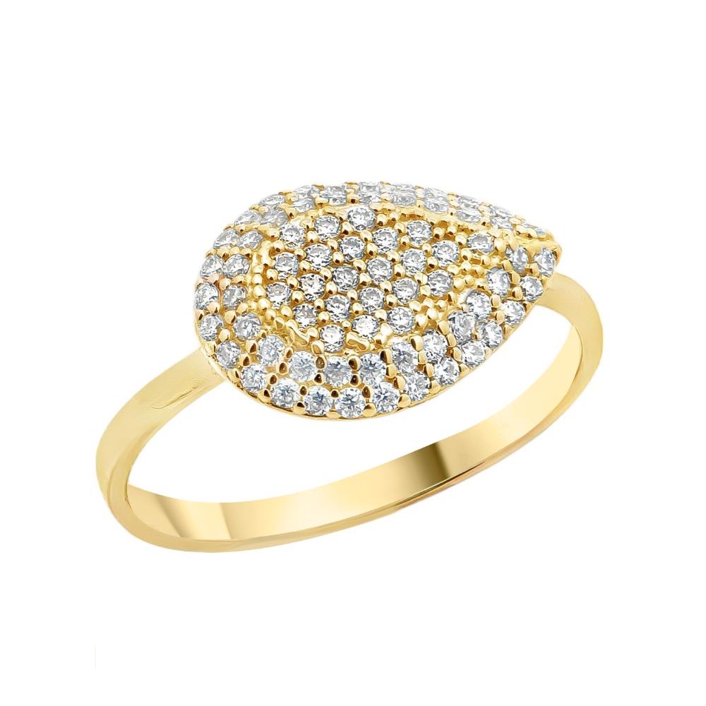 RING Full Stone Yellow Gold K18 with White Sapphires 24135Y