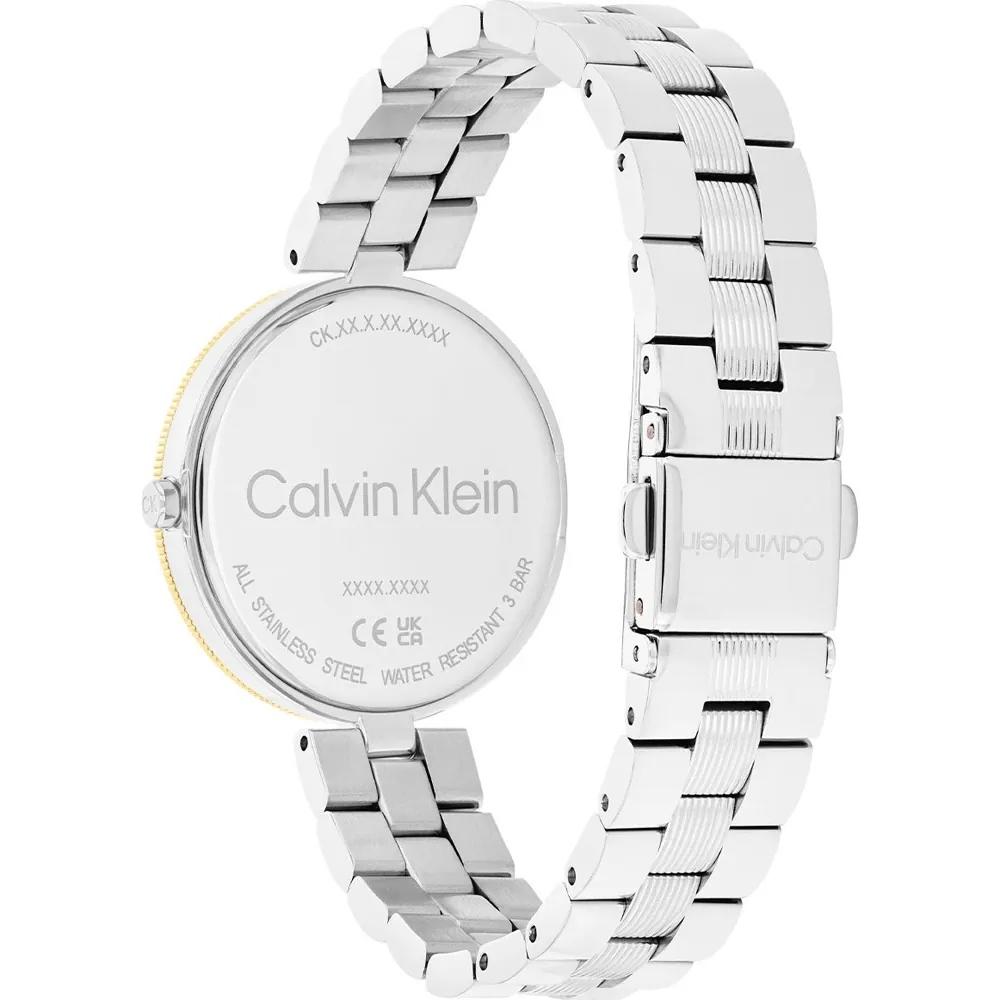 CALVIN KLEIN Gleam Black Dial 32mm Two Tone Gold Stainless Steel Bracelet 25100012