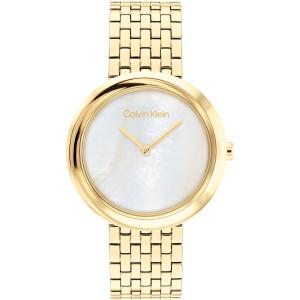 CALVIN KLEIN Twisted Bezel Mother Of Pearl 34mm Gold Stainless Steel Bracelet 25200321 - 38267