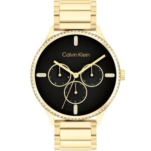 CALVIN KLEIN Dress Crystals Multifunction Black Dial 38mm Gold Stainless Steel Bracelet 25200371 - 44795