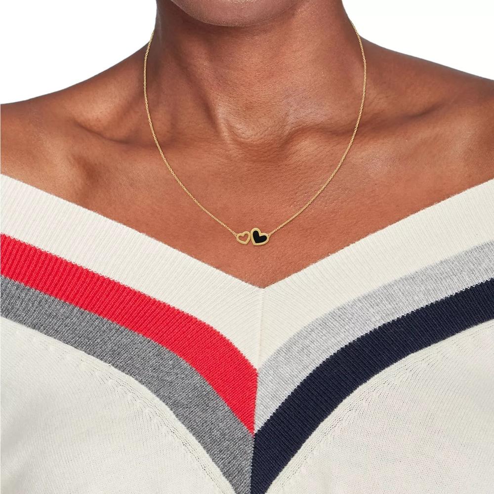 TOMMY HILFIGER Necklace Enamel Hearts Gold Stainless Steel 2780742