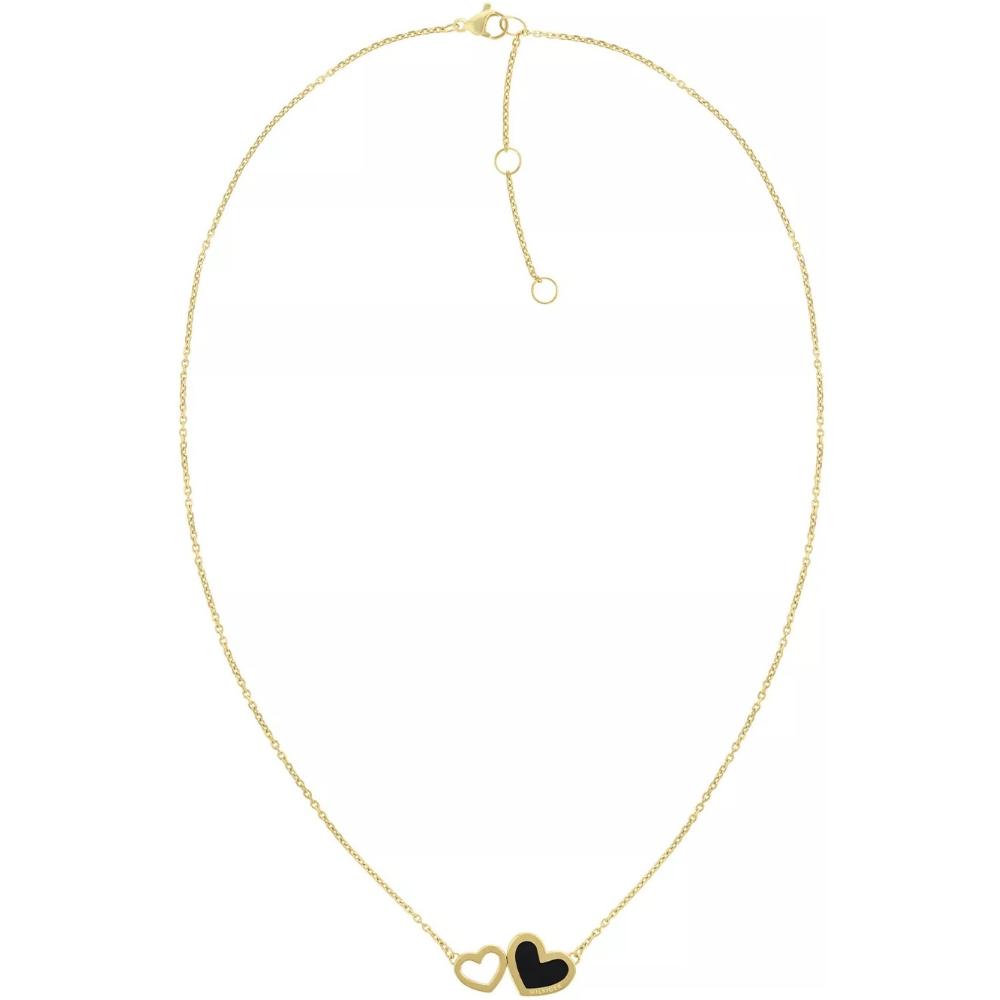 TOMMY HILFIGER Necklace Enamel Hearts Gold Stainless Steel 2780742