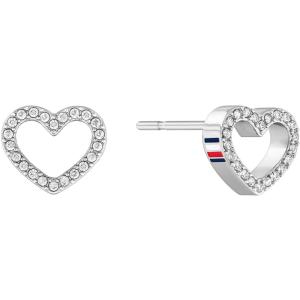 TOMMY HILFIGER Earrings Open Heart Crystals Silver Stainless Steel 2780744 - 34678