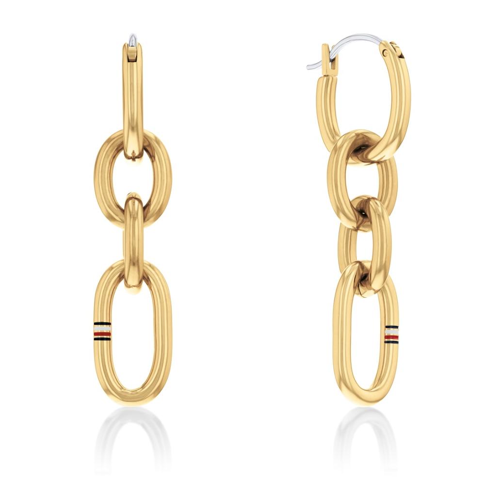 TOMMY HILFIGER Contrast Link Chain Earrings Gold Stainless Steel 2780786