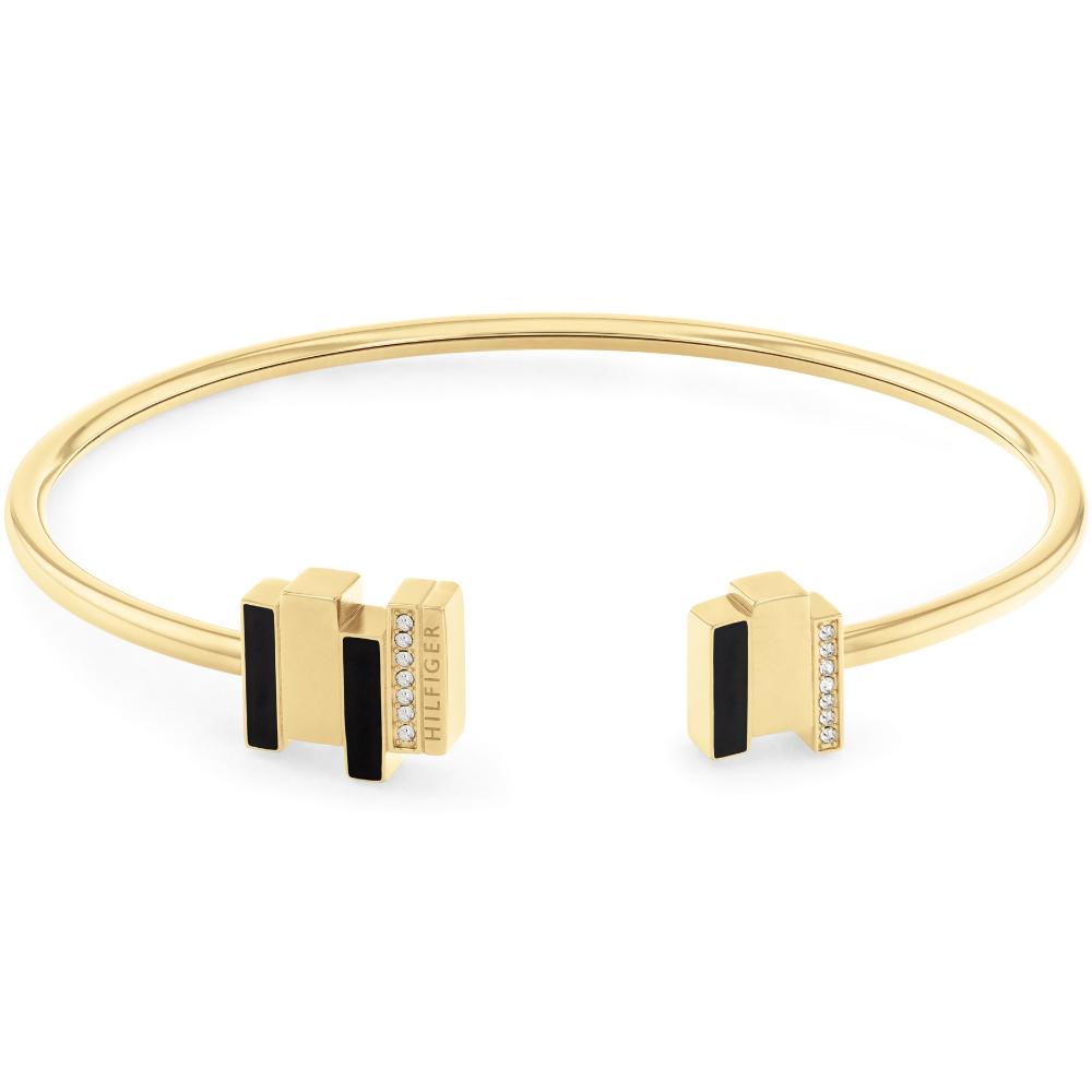 TOMMY HILFIGER Layered Crystals Cuff Bracelet Gold Stainless Steel 2780846