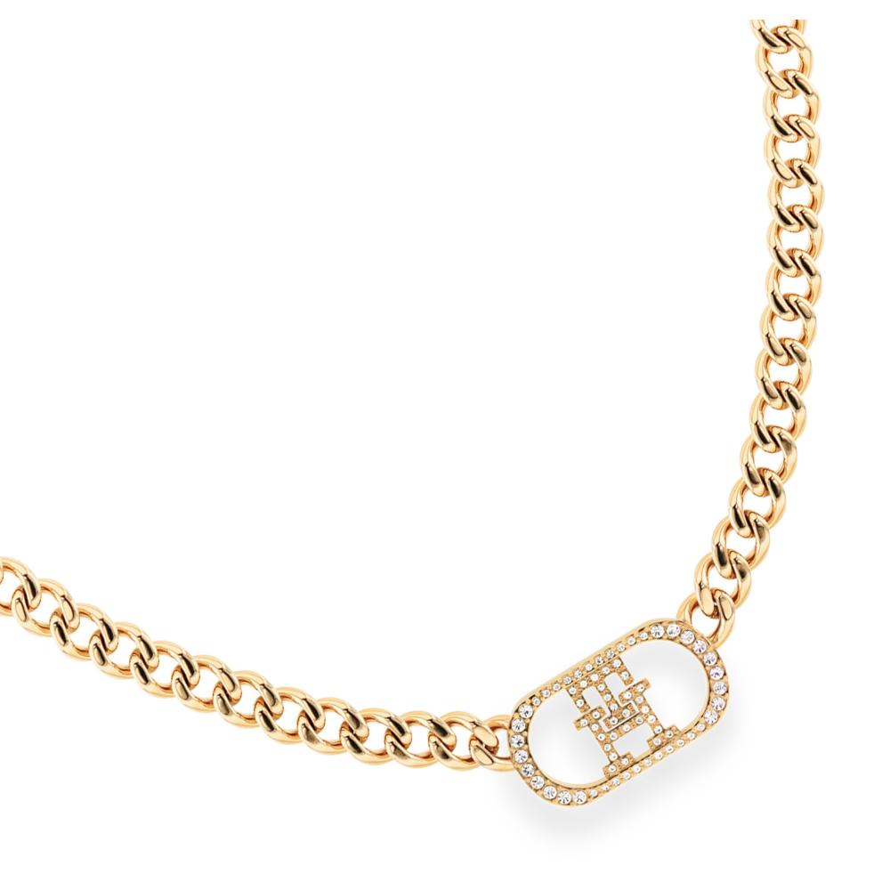 TOMMY HILFIGER Monogram Crystals Necklace Gold Stainless Steel 2780894