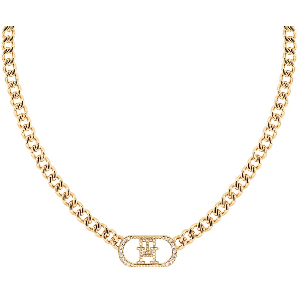 TOMMY HILFIGER Monogram Crystals Necklace Gold Stainless Steel 2780894