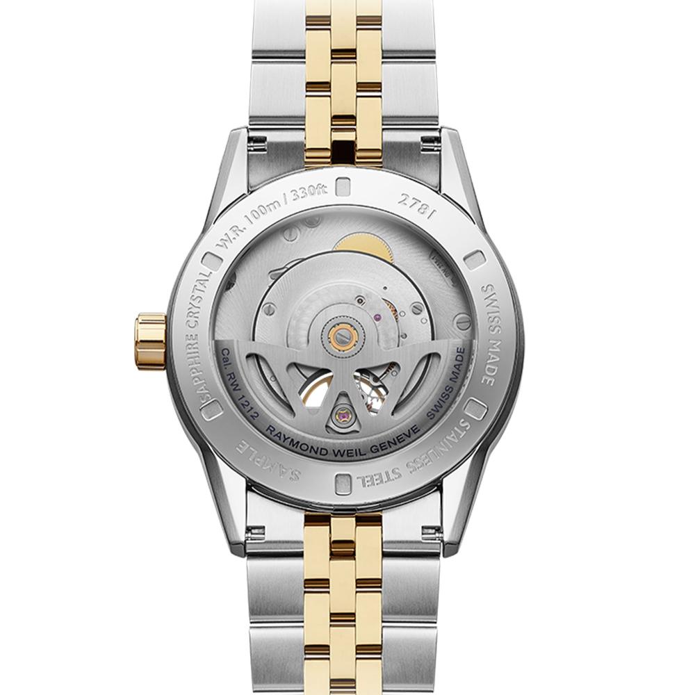 RAYMOND WEIL Freelancer Open Aperture Automatic Grey Dial 42.5mm Two Tone Gold Stainless Steel Bracelet 2781-STP-60051