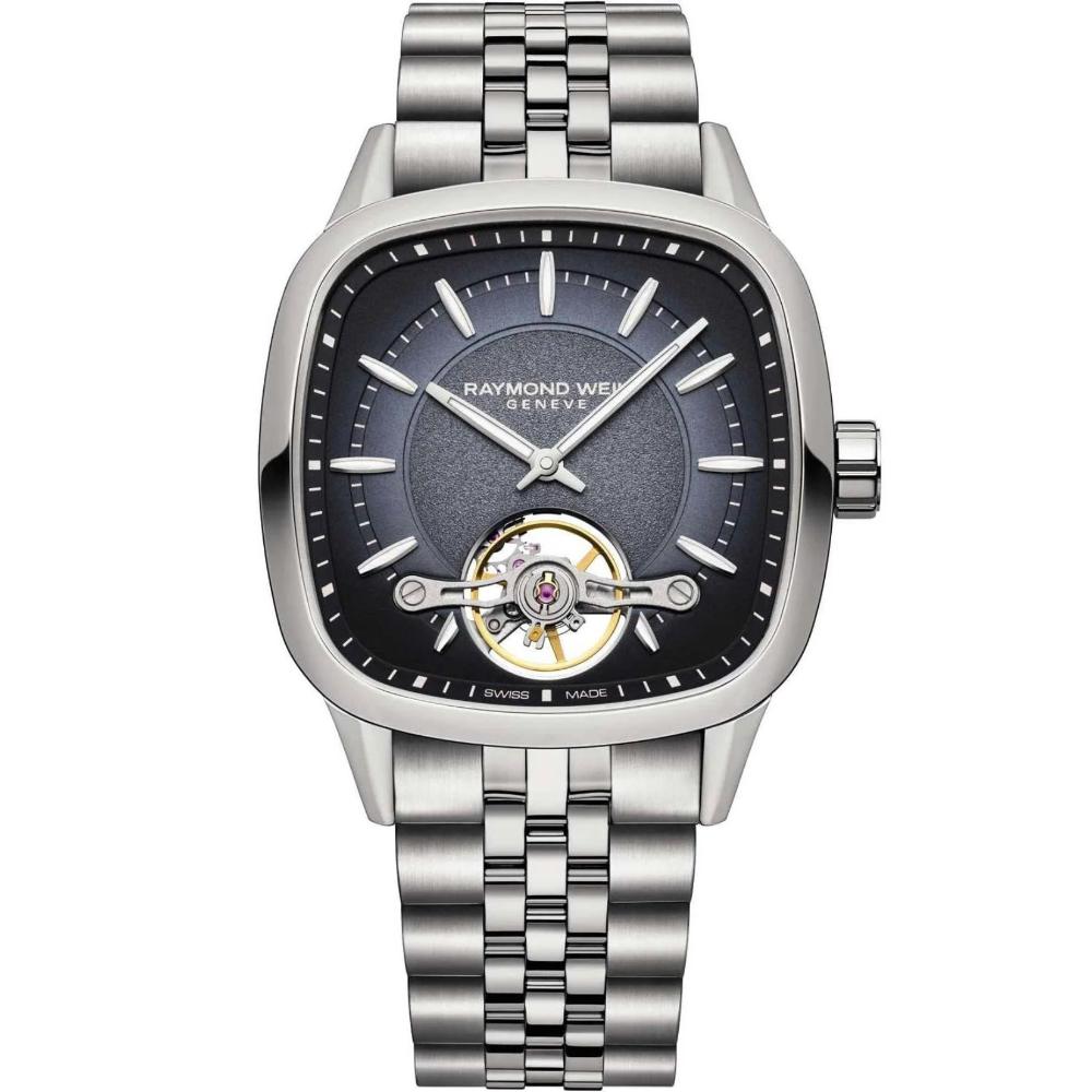 RAYMOND WEIL Freelancer Cushion Open Aperture Automatic Blue Dial 40 x 40mm Silver Stainless Steel Bracelet 2790-ST-50051