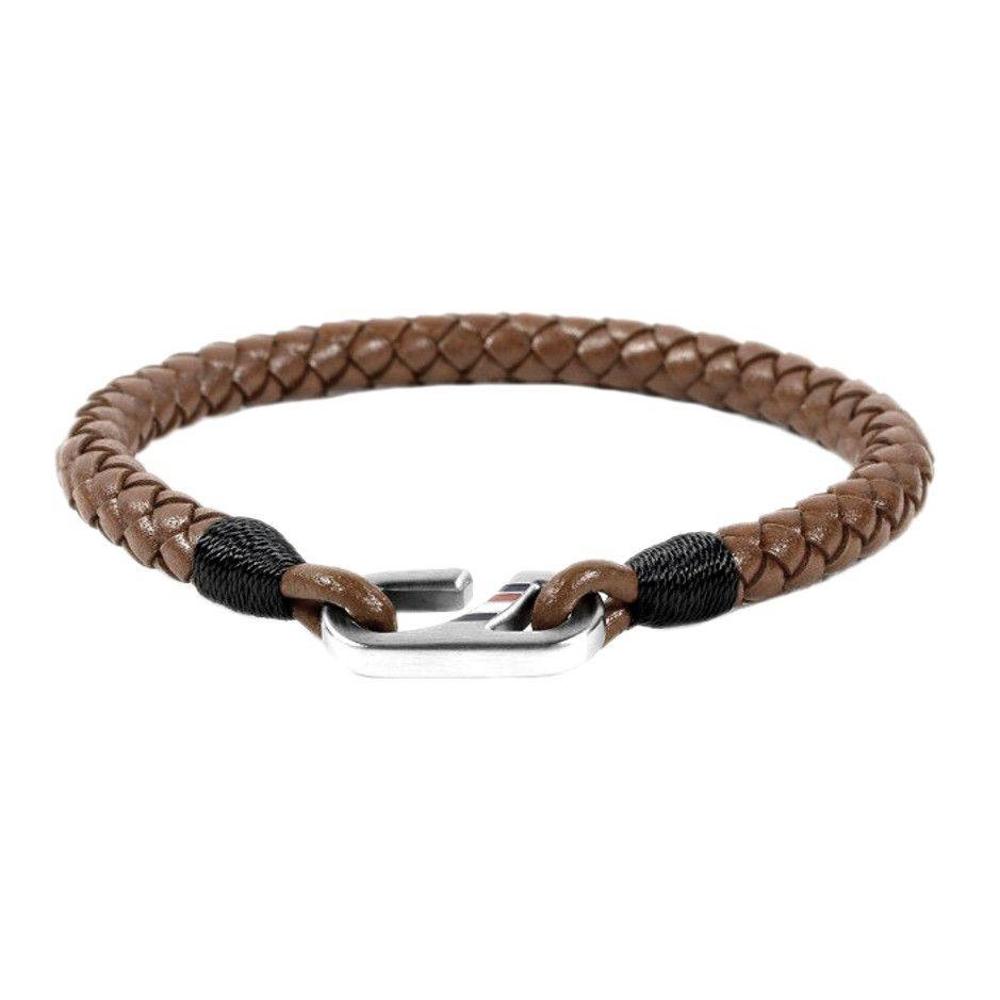 TOMMY HILFIGER Bracelet Silver Stainless Steel Brown Leather 2790023