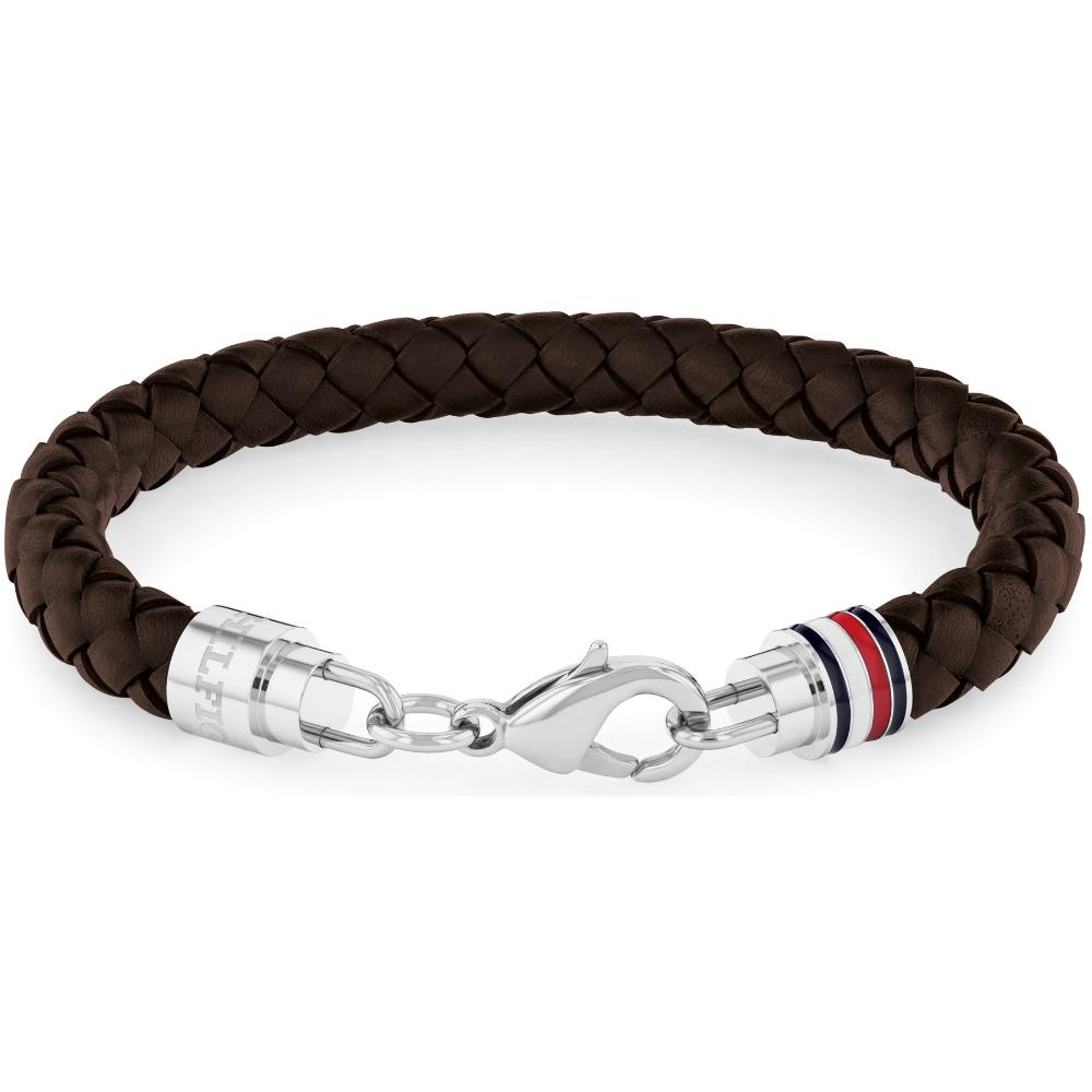 TOMMY HILFIGER Iconic Bracelet Silver Stainless Steel with Brown Leather 2790546