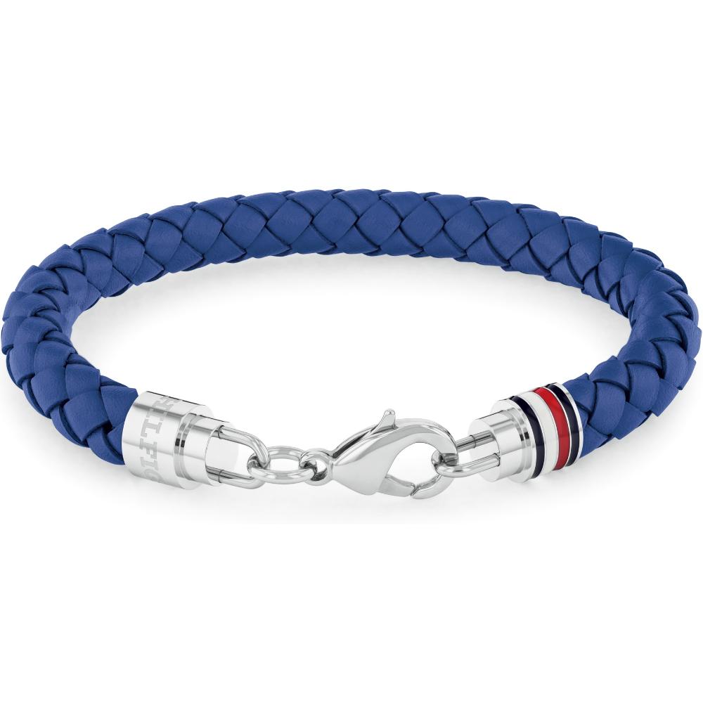 TOMMY HILFIGER Iconic Bracelet Silver Stainless Steel with Blue Leather 2790548