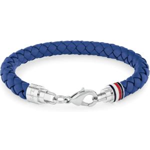 TOMMY HILFIGER Iconic Bracelet Silver Stainless Steel with Blue Leather 2790548 - 41198
