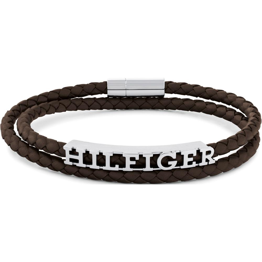 TOMMY HILFIGER Bracelet Silver Stainless Steel with Brown Braided Leather 2790589