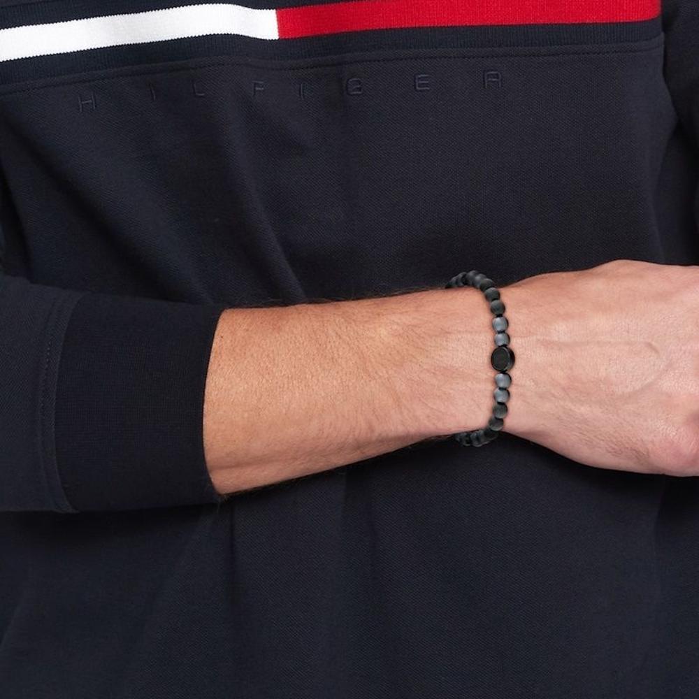 BRACELET For Him TOMMY HILFIGER TH85 Carbon Black Stainless Steel with Natural Stones 2790625