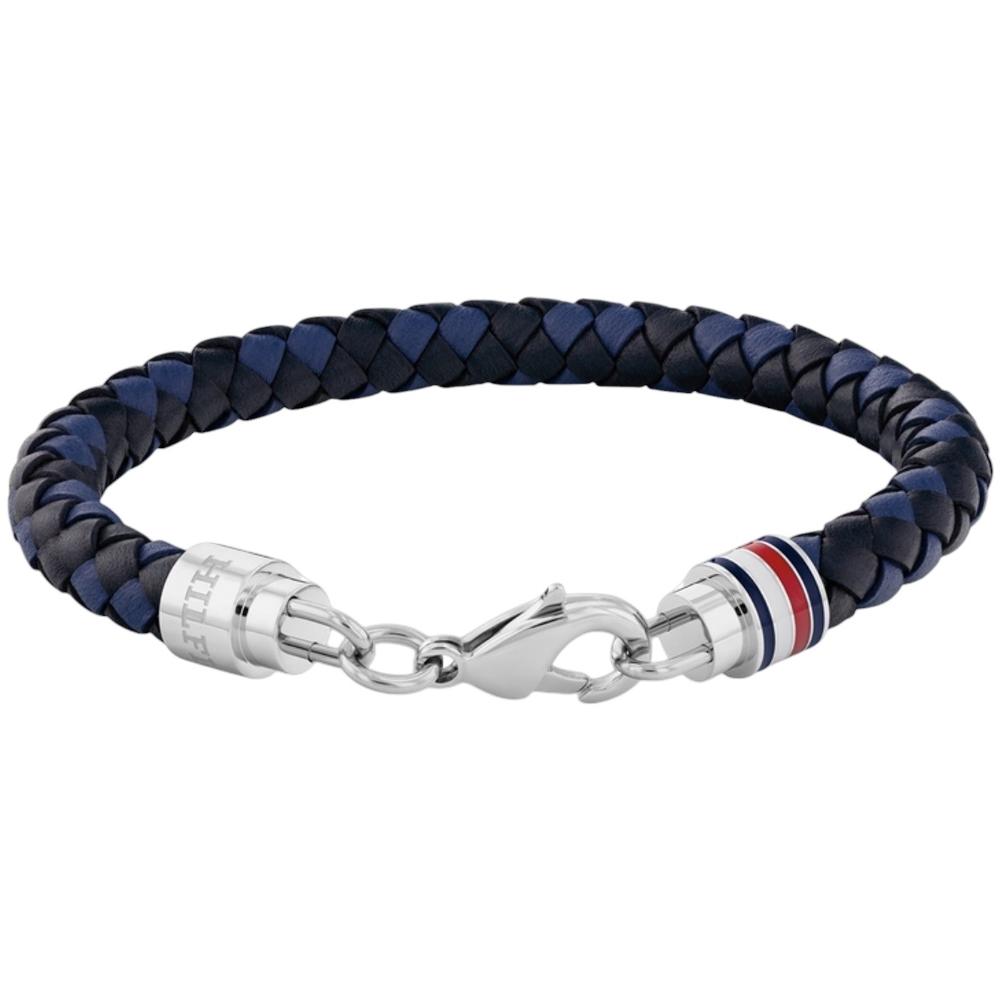 BRACELET For Him TOMMY HILFIGER Silver Stainless Steel with Black and Blue Leather 2790634